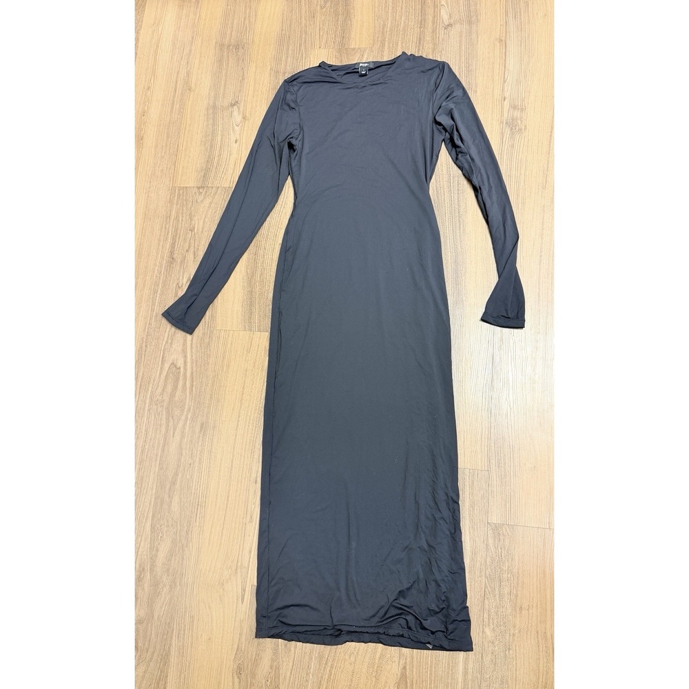 Nasty Gal Black Long Sleeve Midi Stretchy Luxe Dress Buttery Soft Bodycon